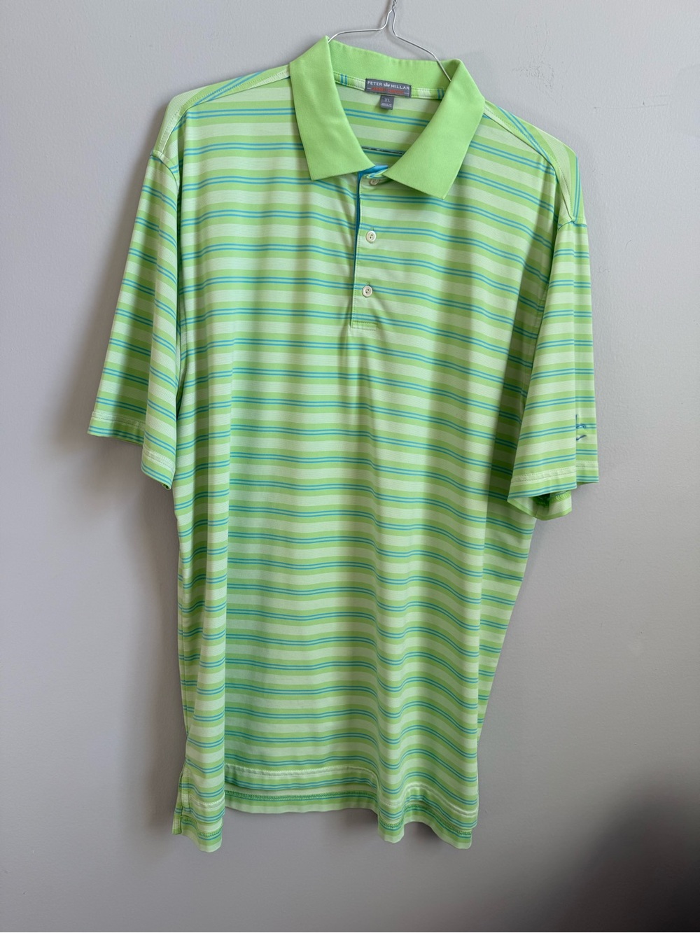 Peter Millar Light Green Striped Polo Shirt • XL men’s